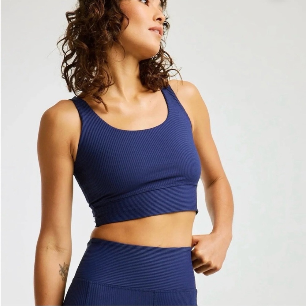 Year of Ours Navy Ribbed Gym Bra